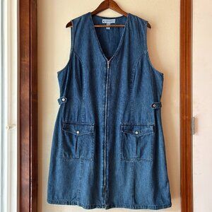 Marsh Landing Blue Medium Wash Denim Dress 100% Cotton Pockets Zip Front Size 2X